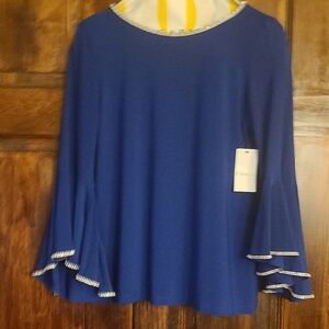 Chaus Women's Royal Blue Flare Sleeve Blouse